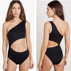 Beach Riot One-Shoulder Black Cutout One-Piece Swimsuit